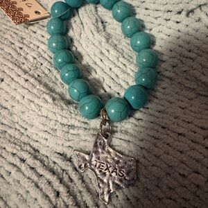 Turquoise Beaded Bracelet with Texas Charm